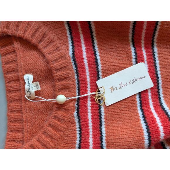 NWT For Love & Lemons Charlie Sweater Dress Sz S Orange Striped Oversize #2A433 - Picture 5 of 8